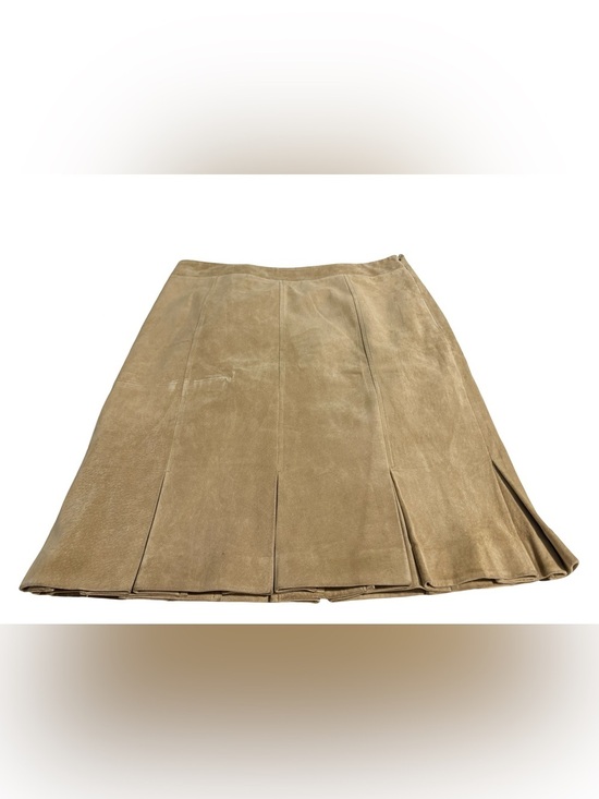 LOFT Dresses & Skirts - Ann Taylor LOFT 100% Leather Suede Camel Midi Skirt Size 12